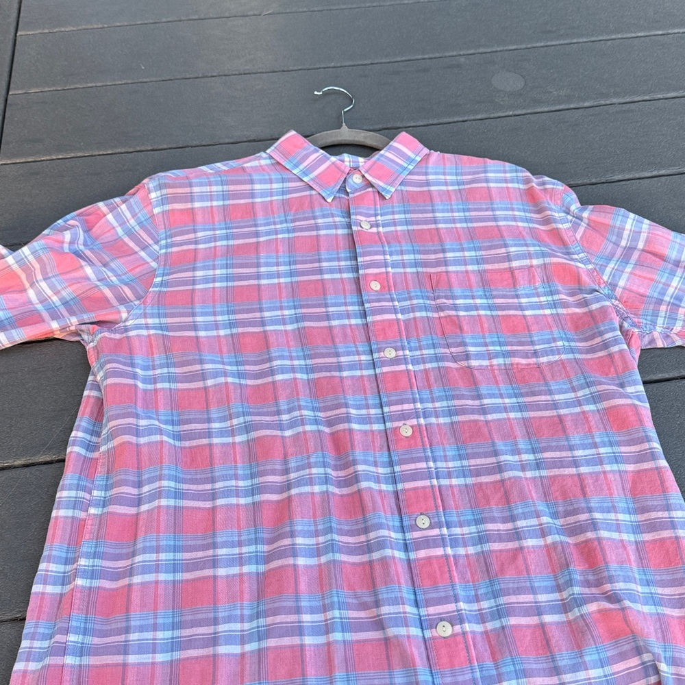 Faherty Men's Lightweight Plaid Shirt - Pink/Red and Blue - Picture 7 of 9